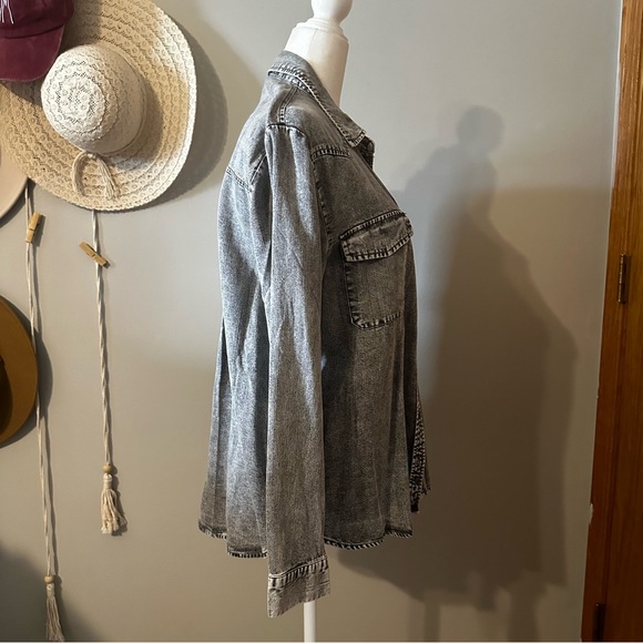 Distressed Gray Long Sleeve Button Down - Picture 2 of 6